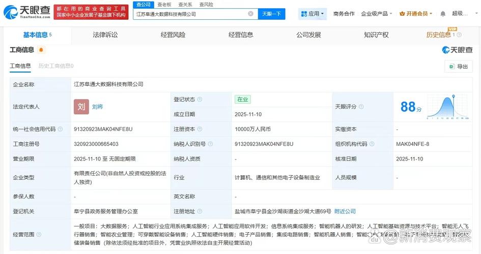 注册资本1亿人民币,经营范围包括大数据服务,人工智能行业应用系统